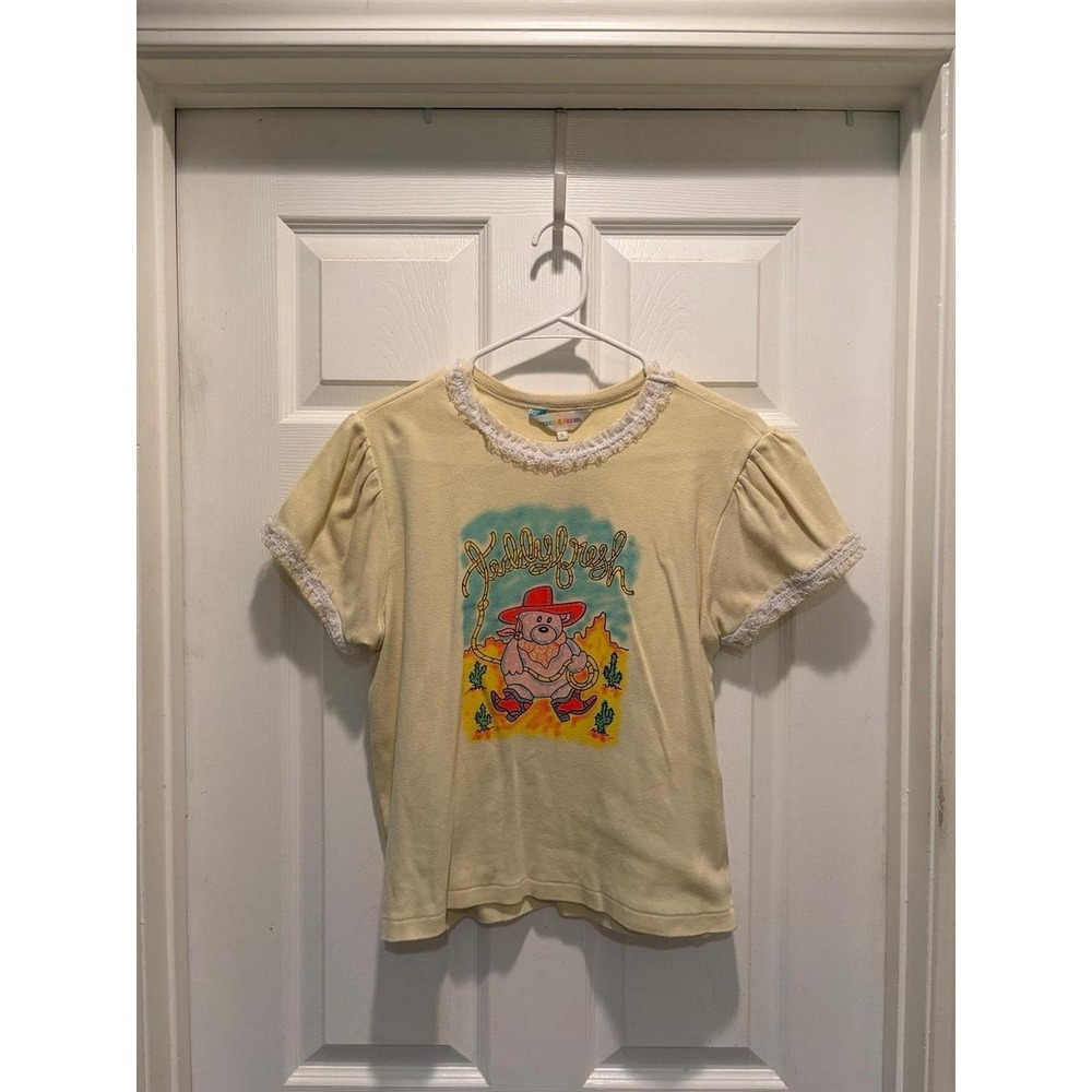 Teddy Fresh Lace babydoll tee shirt with cowboy bear graphic
